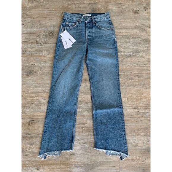 NWT GRLFRND Dahl Asymmetrical Cropped Jeans